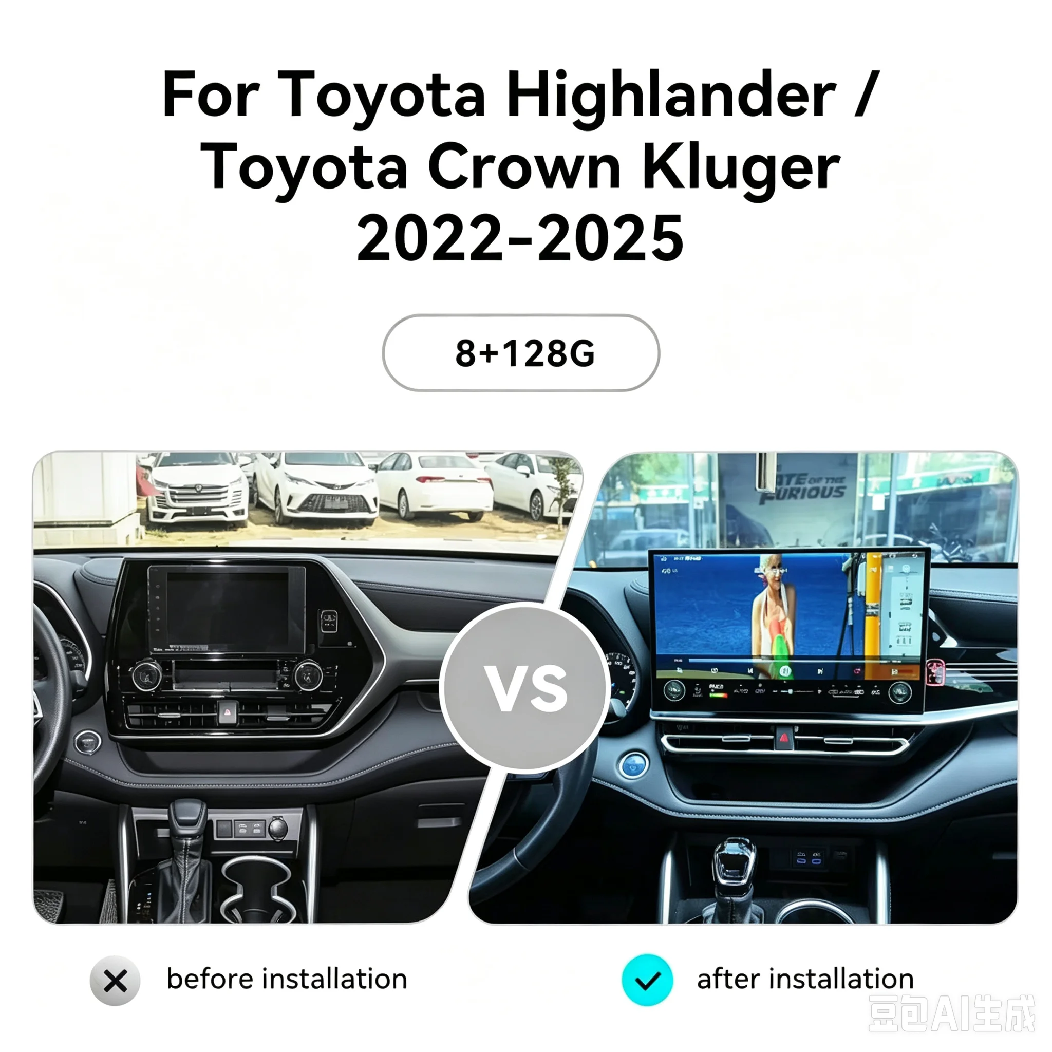 15.6inch Android Auto Stereo Car Multimedia For Toyota Highlander Crown Kulger Gxl 2022-2025 Player GPS Navigation Carplay Radio