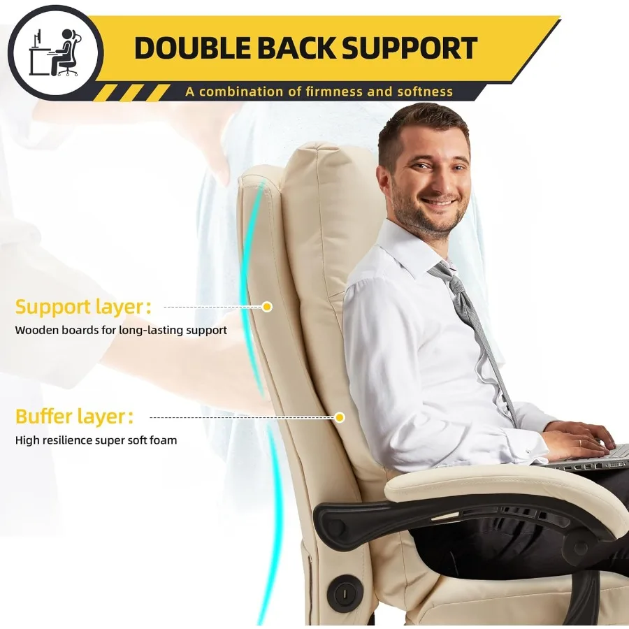 كرسي مكتب التدليك مع التدفئة بولي Leather الجلود كراسي استلقاء مريحة USB 4 نقاط تدليك كرسي مكتب ساخن مع مسند للقدمين fo