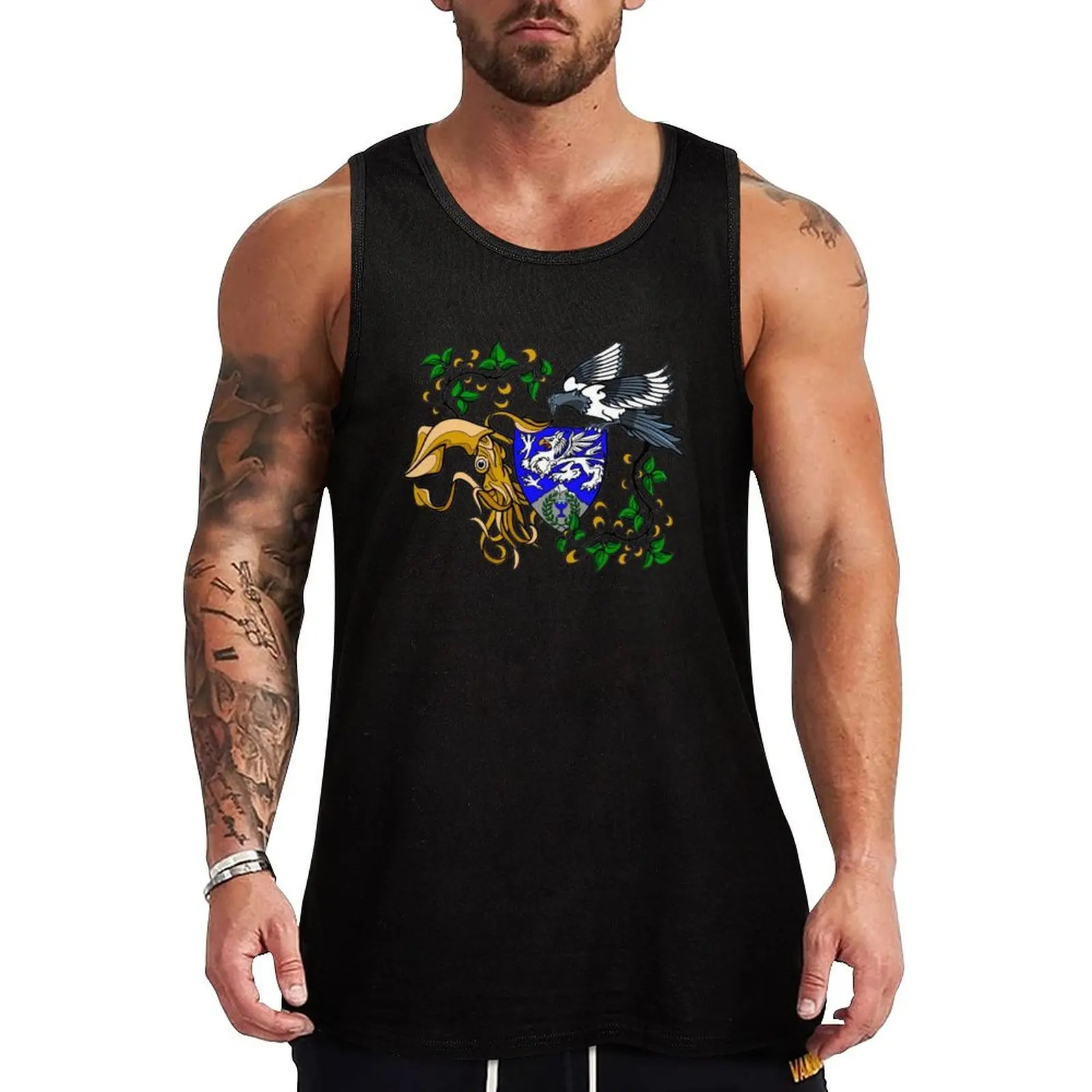 The Squid and the Magpie (large Items) Tank Top men clothings T-shirt sports sports t-shirts for men