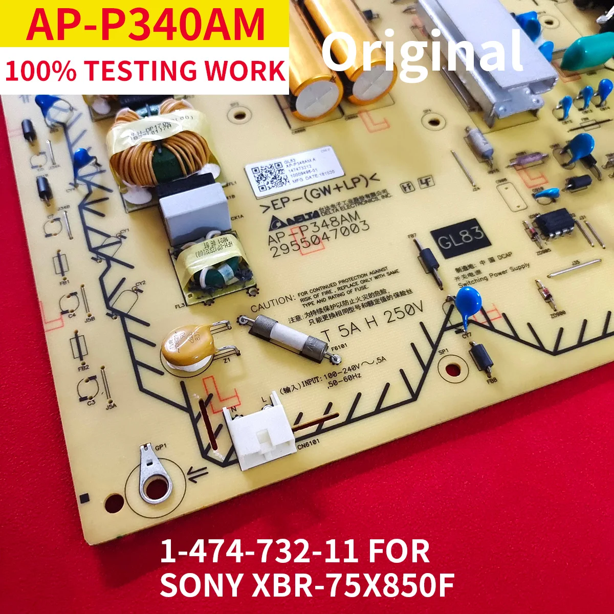 

147473212 / AP-P348AM A POWER SUPPLY BOARD for SONY XBR75X850G 1-474-732-11 XBR-75X850F