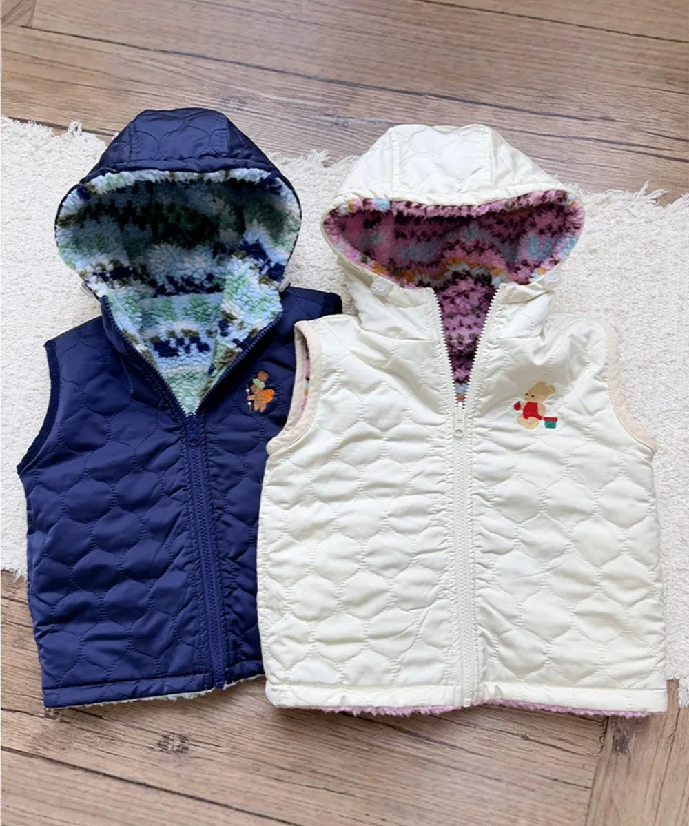 Autumn winter boys' and girls' vest clothes baby jackets kids casual warm coat Lambswool reversible Practical jacket