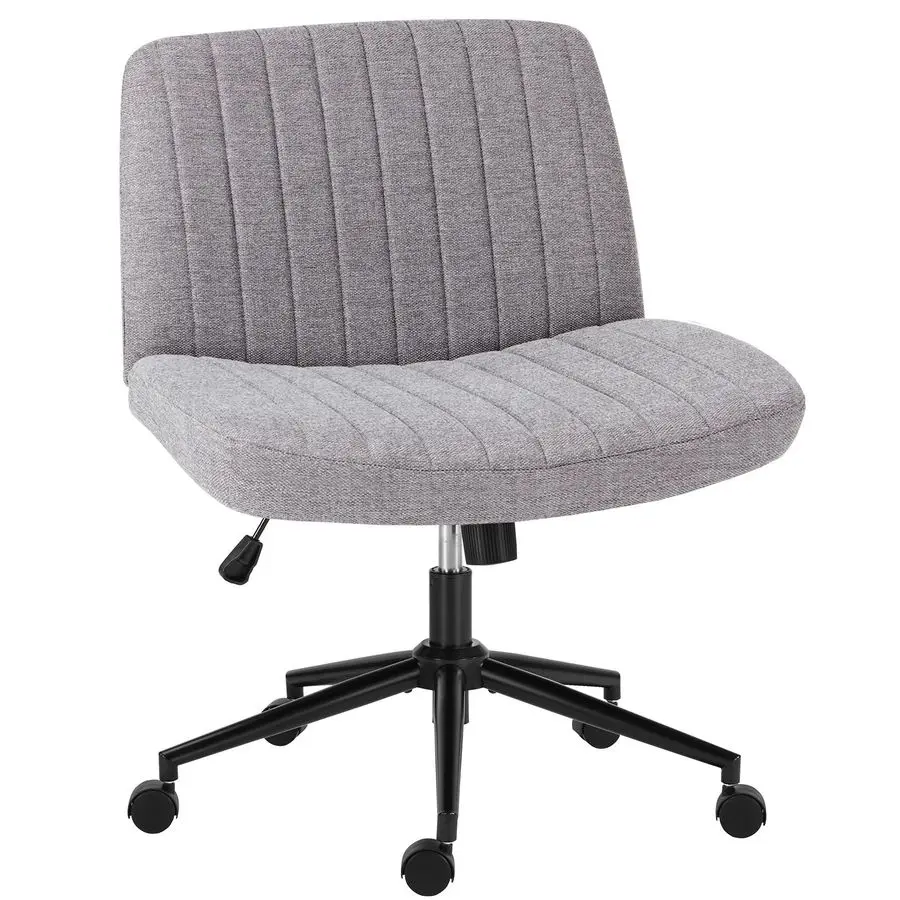 

Criss Cross Chair with Wheels Wide Cross Legged Office Desk Vanity Chair Comfy Fabric Armless Adjustable Swivel for Home Comput