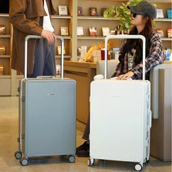 New Wide Pull Rod Rolling Luggage Ultra Light Aluminum Frame Trolley Case Travel Suitcase Large Capacity Trunk 20 Boarding Box