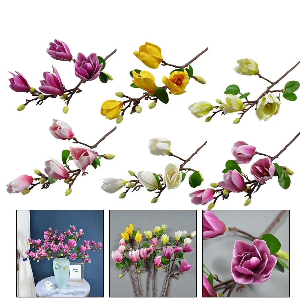 

Practical Artificial Flower Magnolia Orchid Flower Branches For Wedding Decorative Magnolia Denudata Simulated