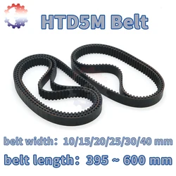 HTD 5M Timing Belt Length 395mm to 600mm Drive Belt Width 10 15 20 25 30 40mm HTD 5M Synchronous Belt HTD5M Rubber Closed Belt