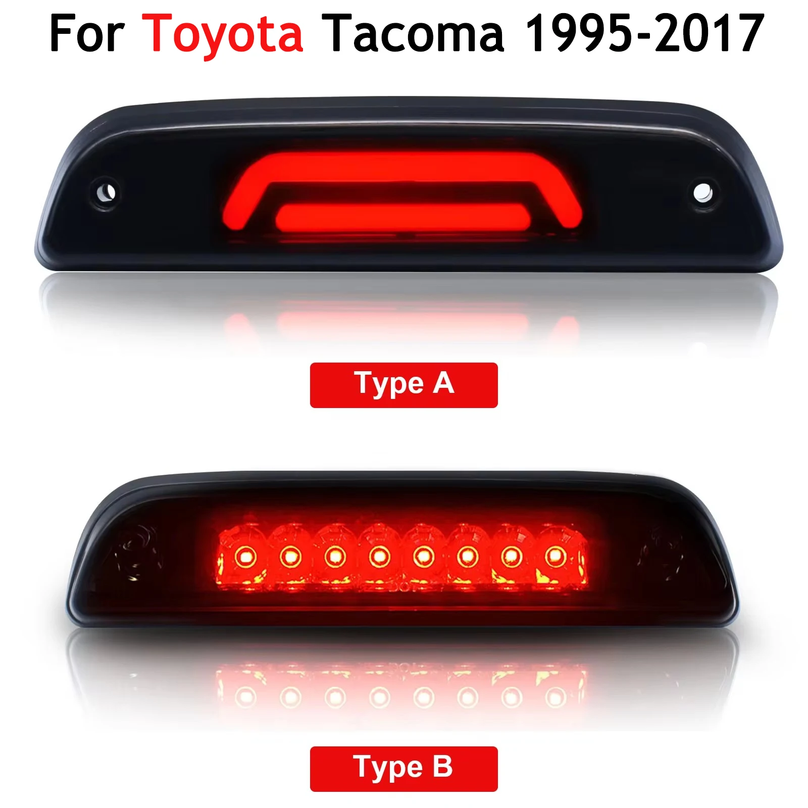 For Toyota Tacoma 1995-2017 Smoked LED 3rd Third Brake Light Reverse Cargo Light High Mount Pickup Taillight Rear Stop Lights