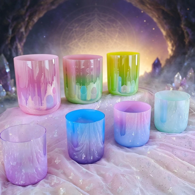432Hz 7 Chakras Crystal Singing Bowl Set, Handcrafted Quartz Sound Healing Bowls for Meditation with Accessories & Storage Bag