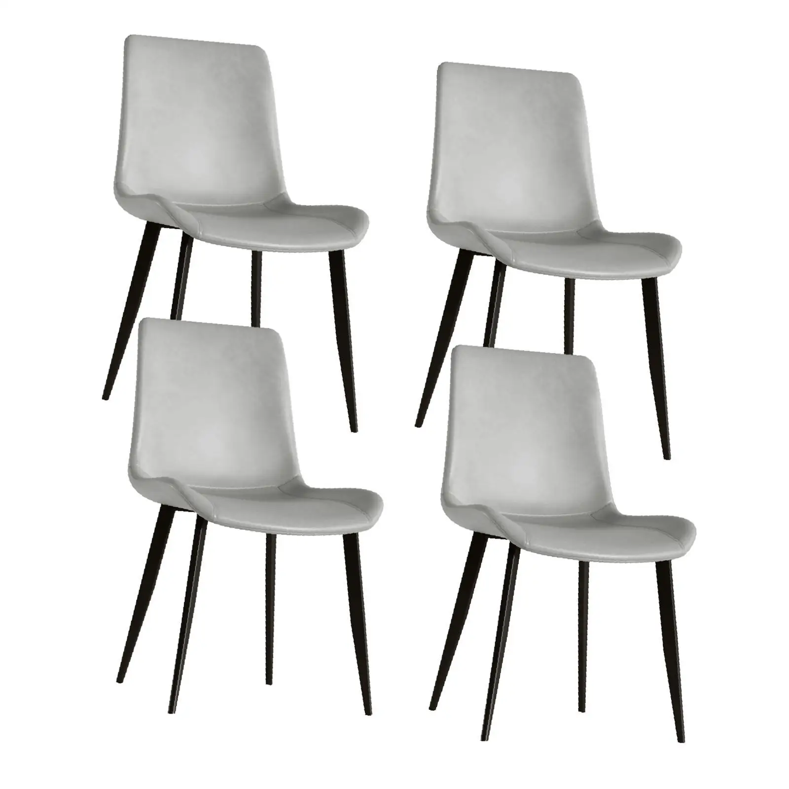

Set of 4 Water Resistant PU Leather Dining Chairs in Modern Grey with Thick Cushioned Seat for Home Restaurant Meeting Room