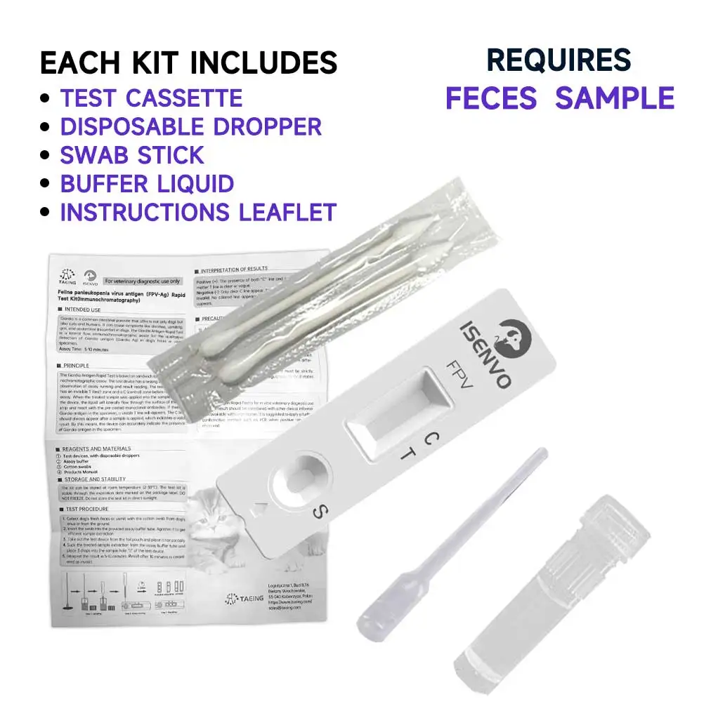 고양이 수의학용 10Pcs 고양이 FPV 또는 10Pcs FIV+FeLV 또는 10Pcs FPV+FCOV+GIA 신속한 홈 테스트 키트