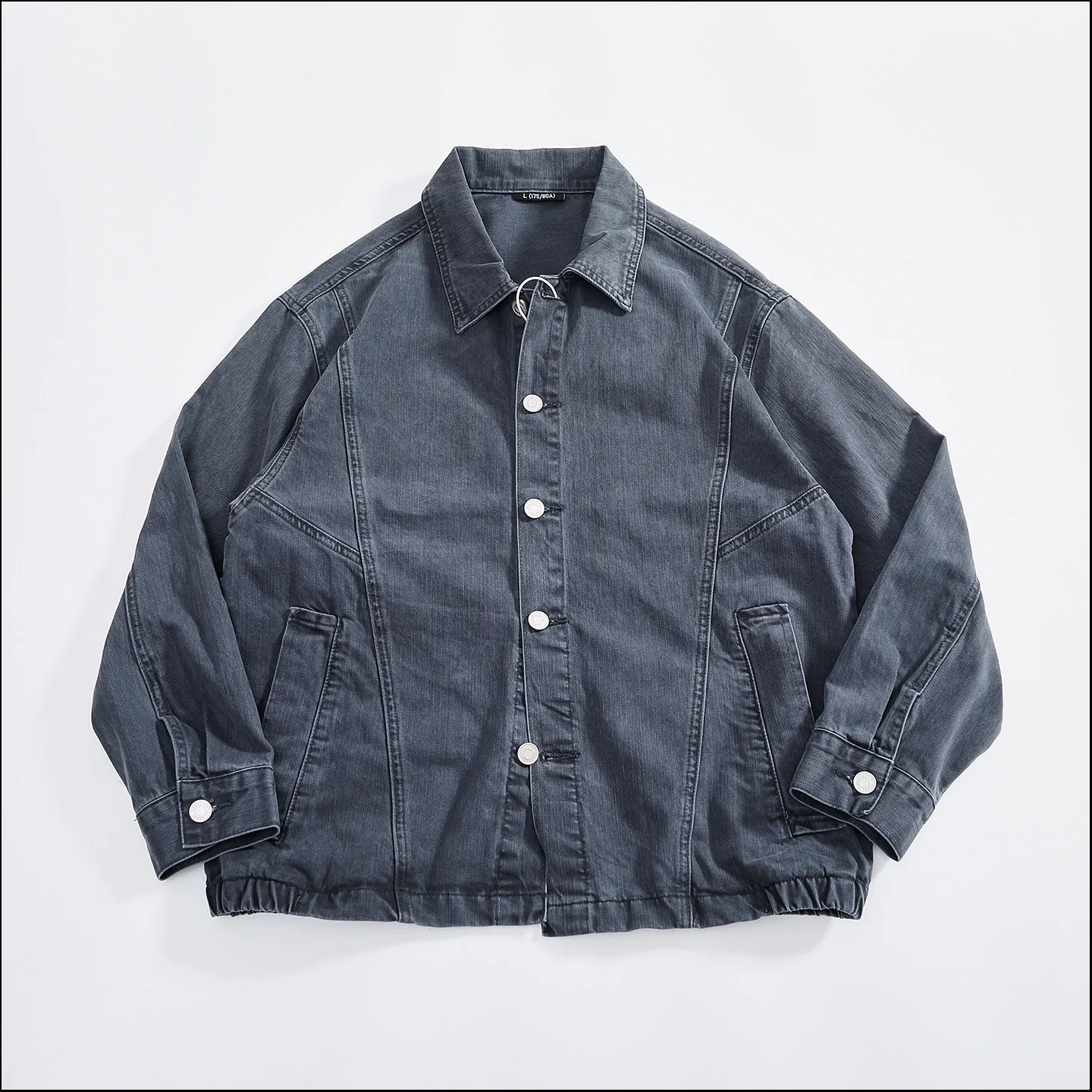 Vintage Washed Workwear Jacket for Men 100% Cotton Woven Split Hem Drawcord/Elastic Oversized Dropped Shoulder Lightweight