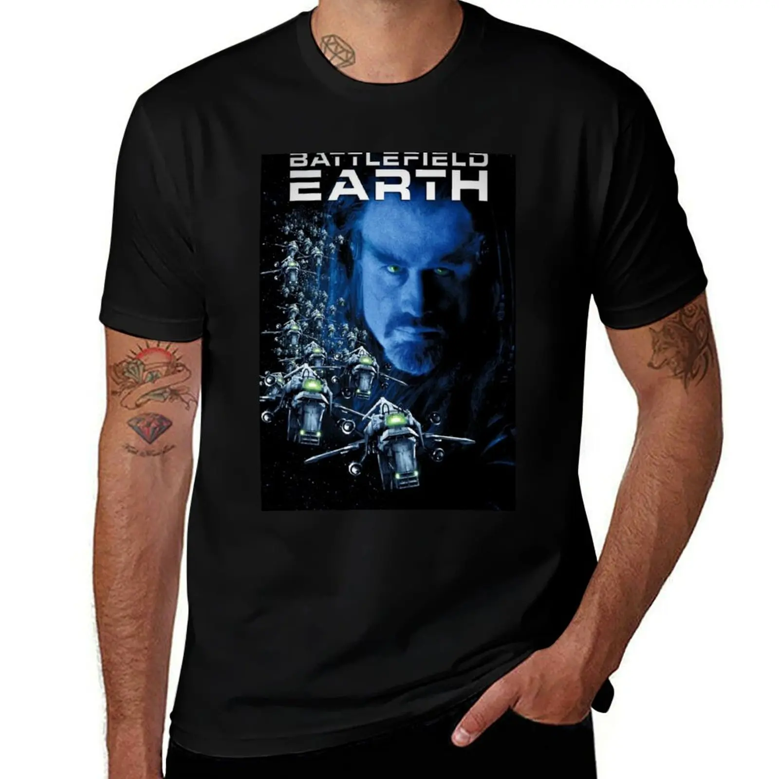 

Battlefield Earth by John Travolta Movie Poster T-Shirt Casual Basic Short Sleeve T-Shirt