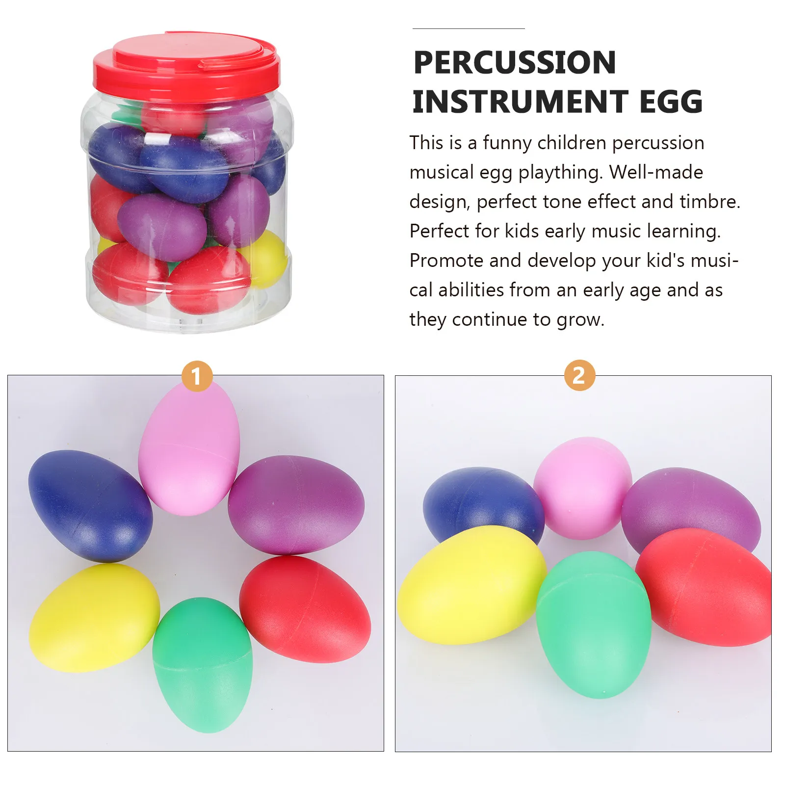 20Pcs Percussion Instrument Egg Musical Shakers for Early Education Smooth Safe Design Hand Eye Coordination Development