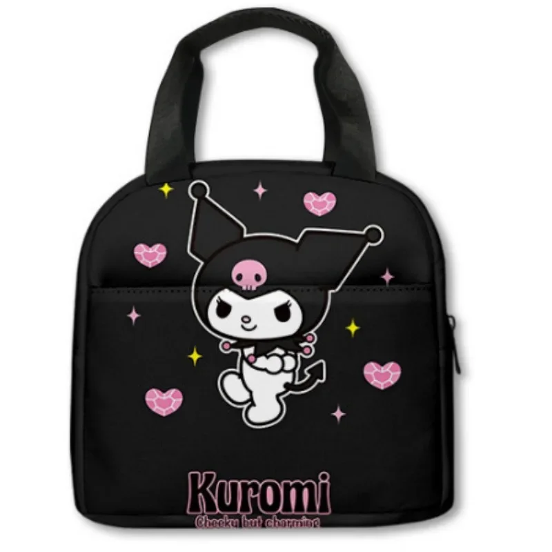 MINISO Kuromi Lunch Bag Kawaii Cartoon Anime Sanrio Handbag Cute Insulated Student Tote Bag Children Kids Birthday Holiday Gifts