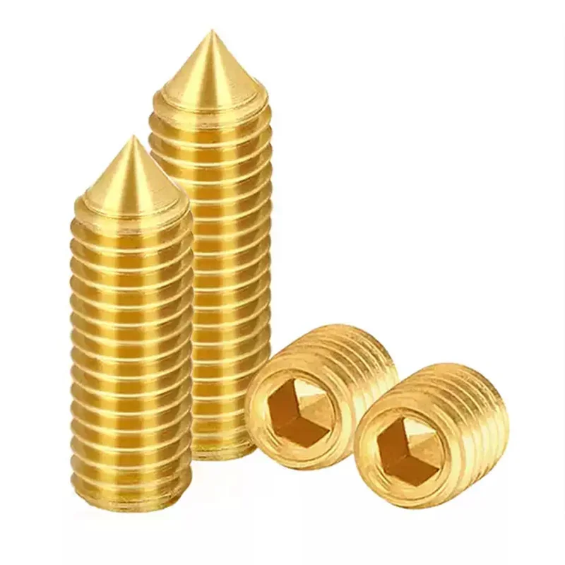 Brass Tip Setting Screw  M3 M4 M5 M6  Hex Hexagon Socket Cone Point Grub Set Screw Tapered End Bolt