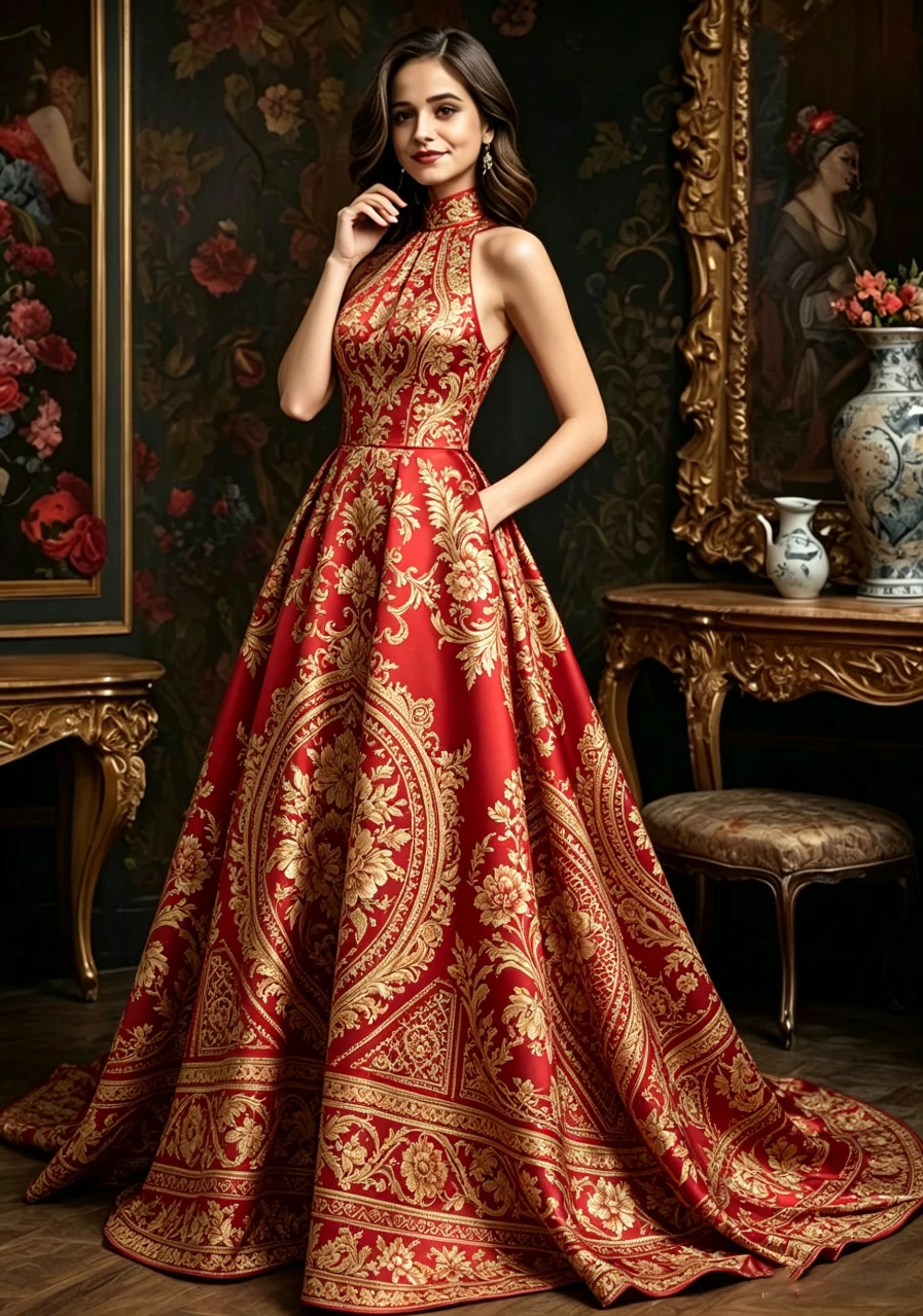

Floral Print Maxi Gown Halter Sleeveless A-Line Formal Evening Dress Fashion Elegant Wedding Guest Prom Dress for Women