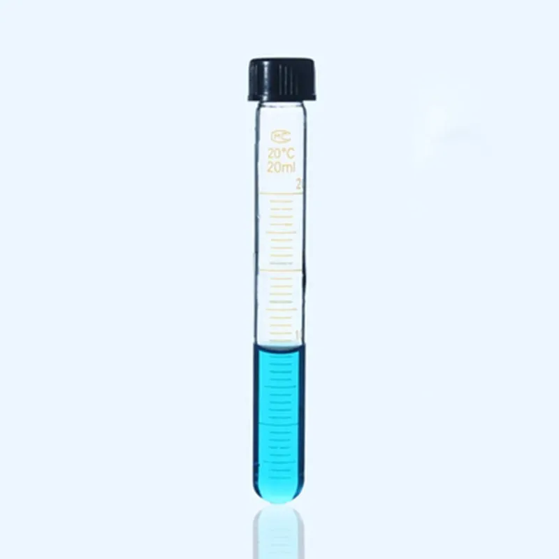 

2pcs/lot 20ml Glass Test Tube with Screw Cap Calibration Test Tube Laboratory Supplies