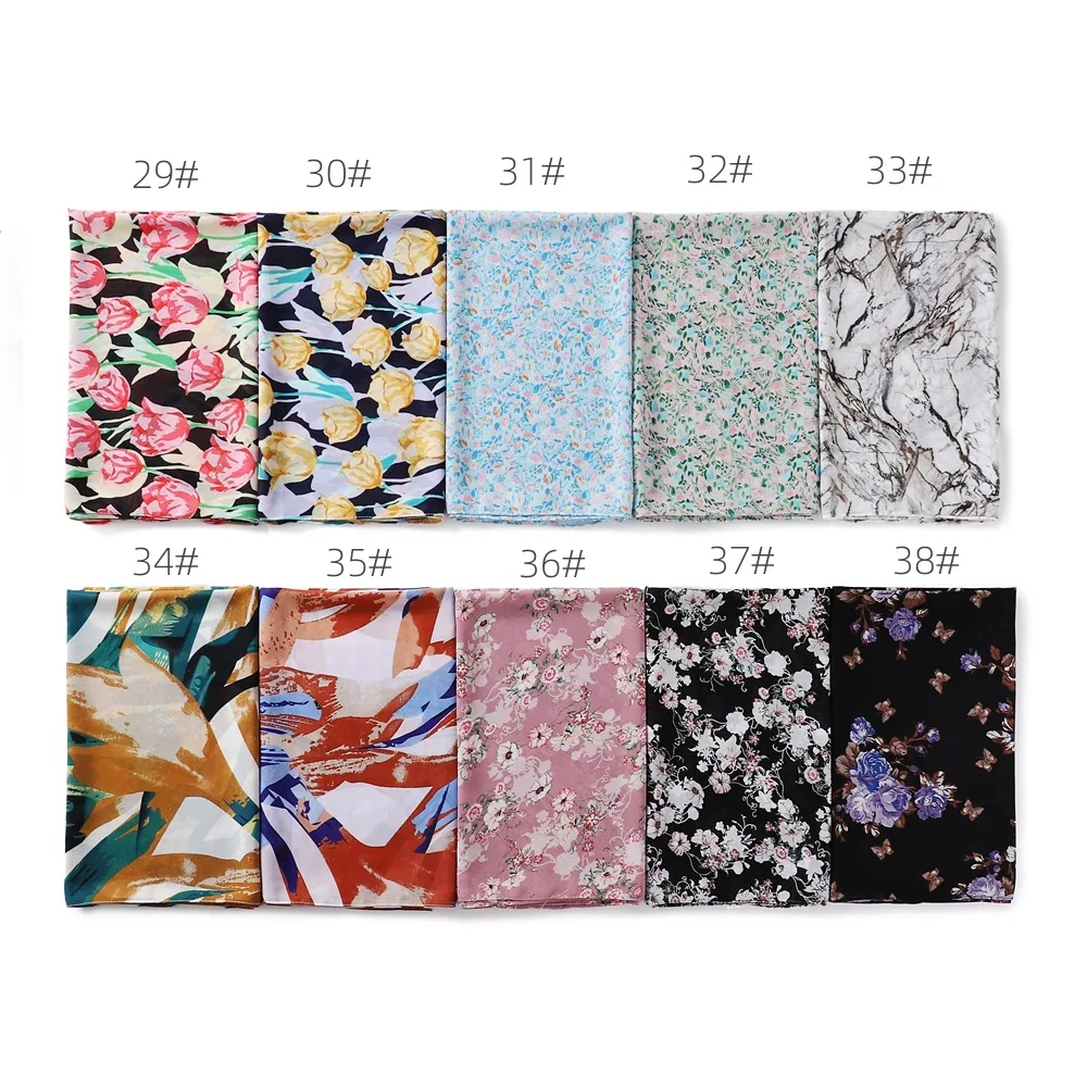 New Flower Printed Chiffon Scarf Malaysian Popular Patterned Headscarf High Quality Long Shawls Muslim Women Summer Hijab Wraps