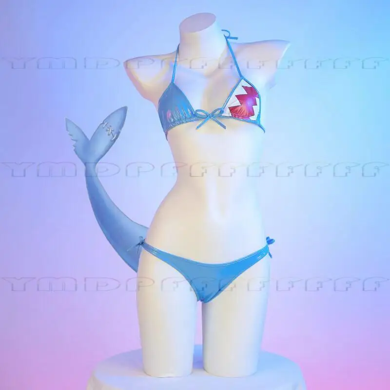 Nuevo estilo de cuero lacado, bikini de tres puntos, traje para el dolor de tiburones de anime, lencería cosplay, superventas