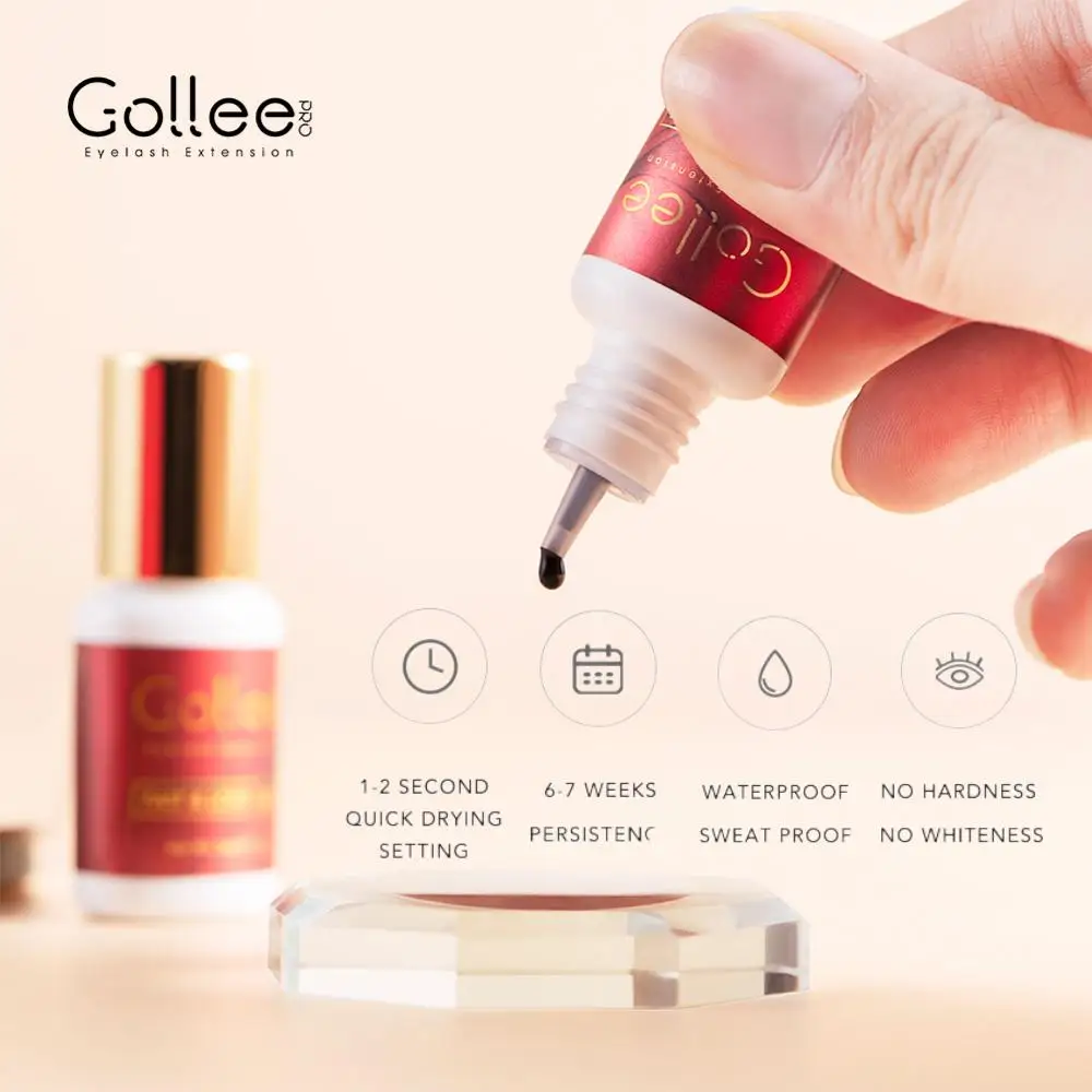 Gollee 12Pcs 1s Dry Eyelash Glue Premium Salon Lash Bonder False Lash Extensions Adhesive Quick-Dry Waterproof Long-Lasting Make