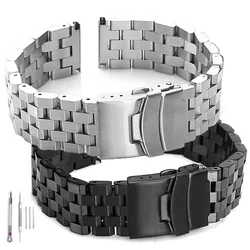 Solid Stainless Steel Belt 20mm 22mm Band Metal Watch Bracelet Butterfly Buckle Wristband Universal Replacement Watchband