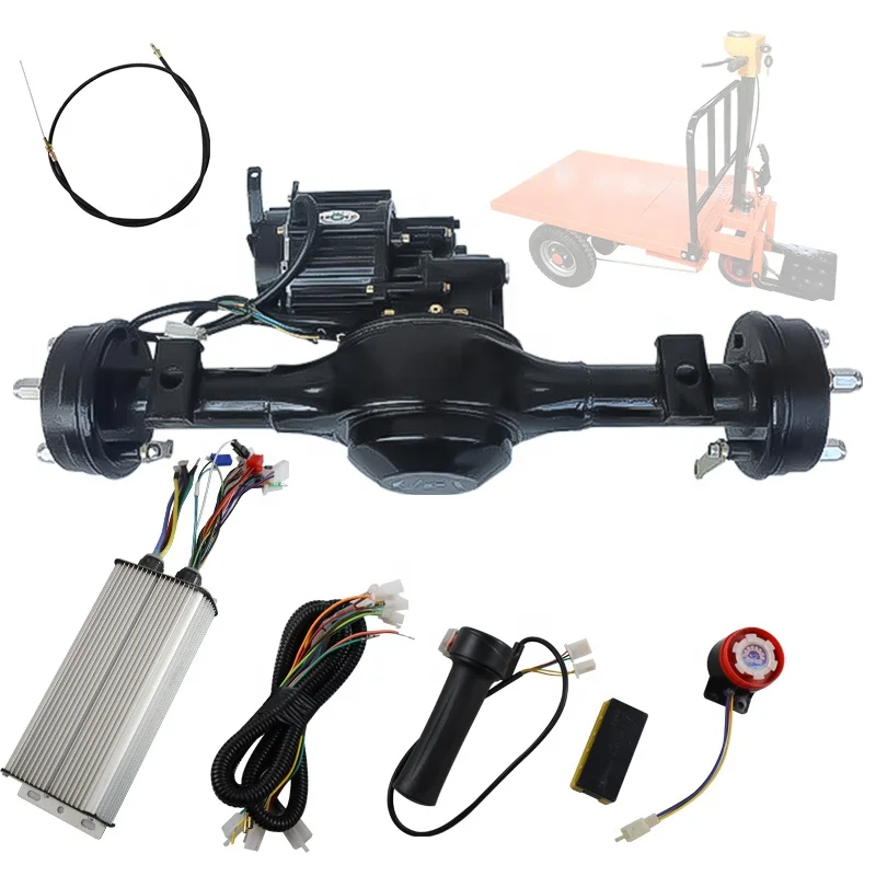 Hot selling：Electric Tricycle Low Speed Brushless Motor Drum Brake Rear Axle Kit 48v1000w Trolley Drive Assembly 65/7