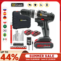 Gisam 88VF Electric Impact Drill Cordless Electric Screwdriver Drill Rechargeable Lithium Battery 2 Speeds Household Power Tools