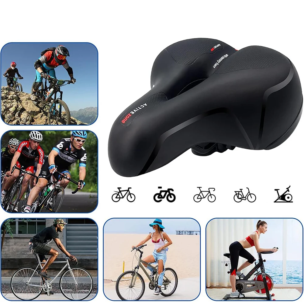 Selle de vélo ergonomique, siège de vélo large et confortable, creux, pour VTT, vélo d'exercice et vélos de route