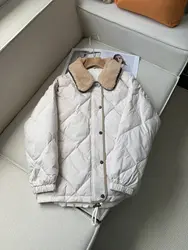 Giacca Casual da donna autunno e inverno nuovo cappotto di cotone a quadri con diamanti staccabile con catena di perline