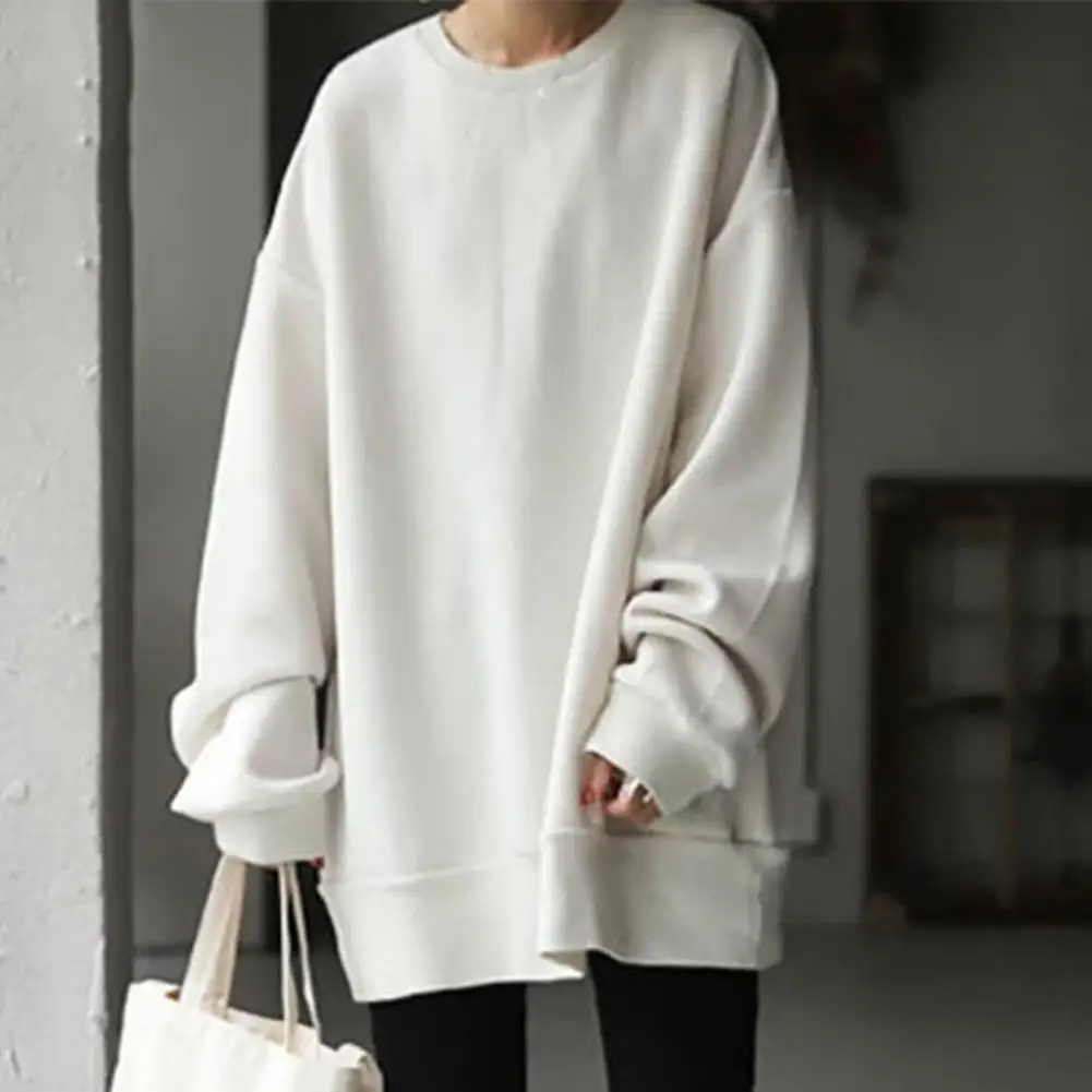 

Streetwear Chic Long Style Autumn Sweatshirt Casual Women Sweatshirt Solid Color for Daily Wear