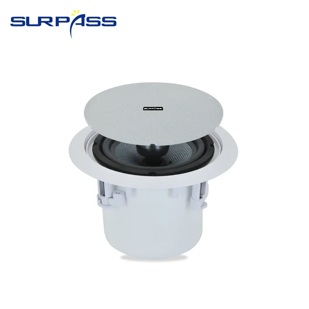 

Coaxial Passive Ceiling Speaker 6.5inch In Ceiling PA System 70V/100V/8Ohm Stereo Sound Music Audio Loudspeaker with Back Cover