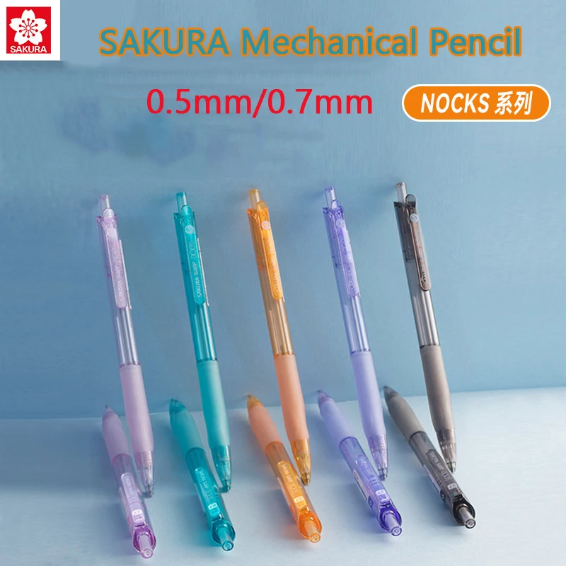 

Sakura Nocks Series Mechanical Pencil,Transparent Barrel 0.5&0.7 Ergonomic Triangular Grip For Student&Art Majors,Smooth Writing