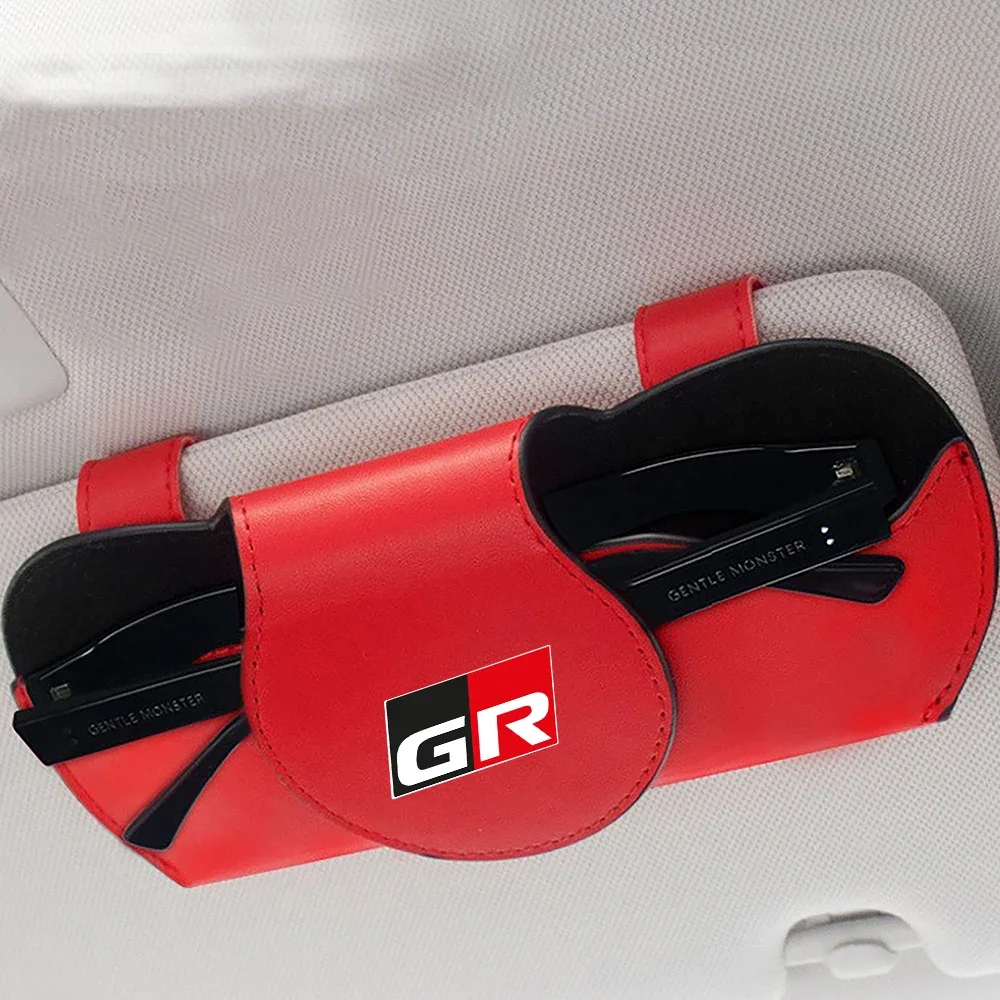 Car Glasses Case Sun Visor Multi-Function Glasses Holder Sunglasses Clip Card Ticket Holder for Toyota GR Gazoo Prado Prius