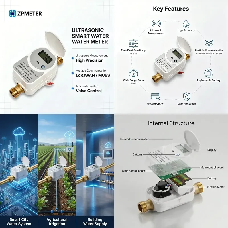 High Accuracy Ultrasonic Flow Meter NB-IoT Smart Water Meter with Valve Remote Control System for Smart City Water Supply