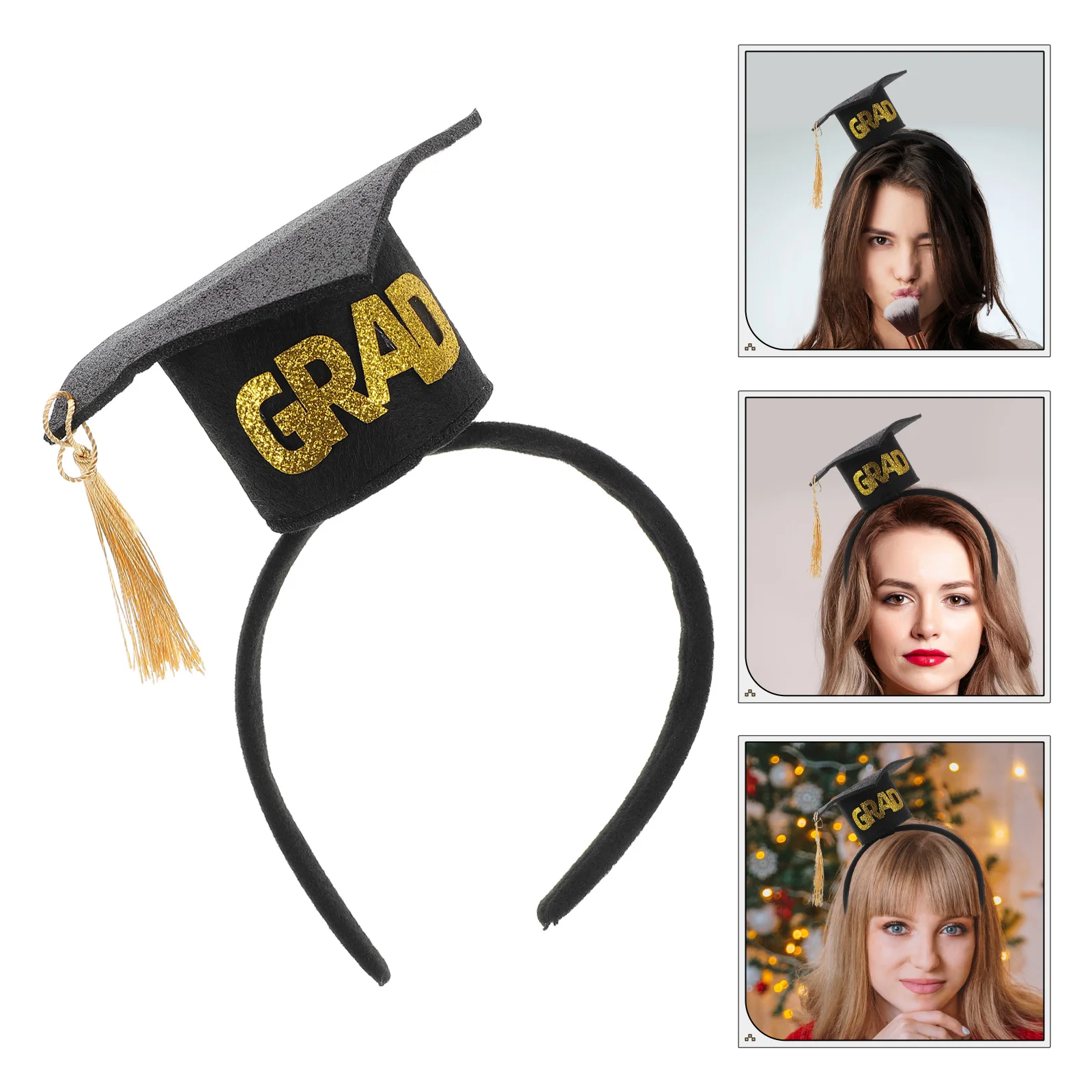 

Fashionable Tassel Headband Mini Grad Hat Hair Hoop Soft Non-Woven Graduate Cap Graduation Season Headdress Grad Party Favors