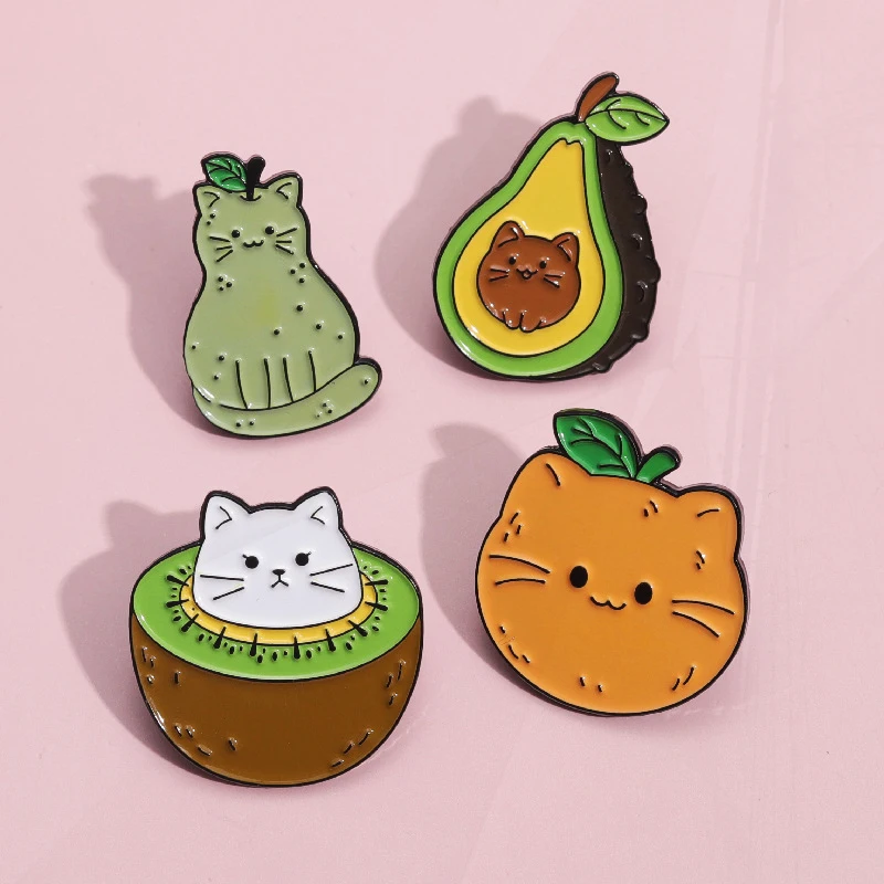 Glasses Dagger Chainsaw Fruit Cat Angel Cat Creative Metal Badge Punk Lapel Brooch Jewelry Gift Cute Cat Pin Cat Club Swan Love