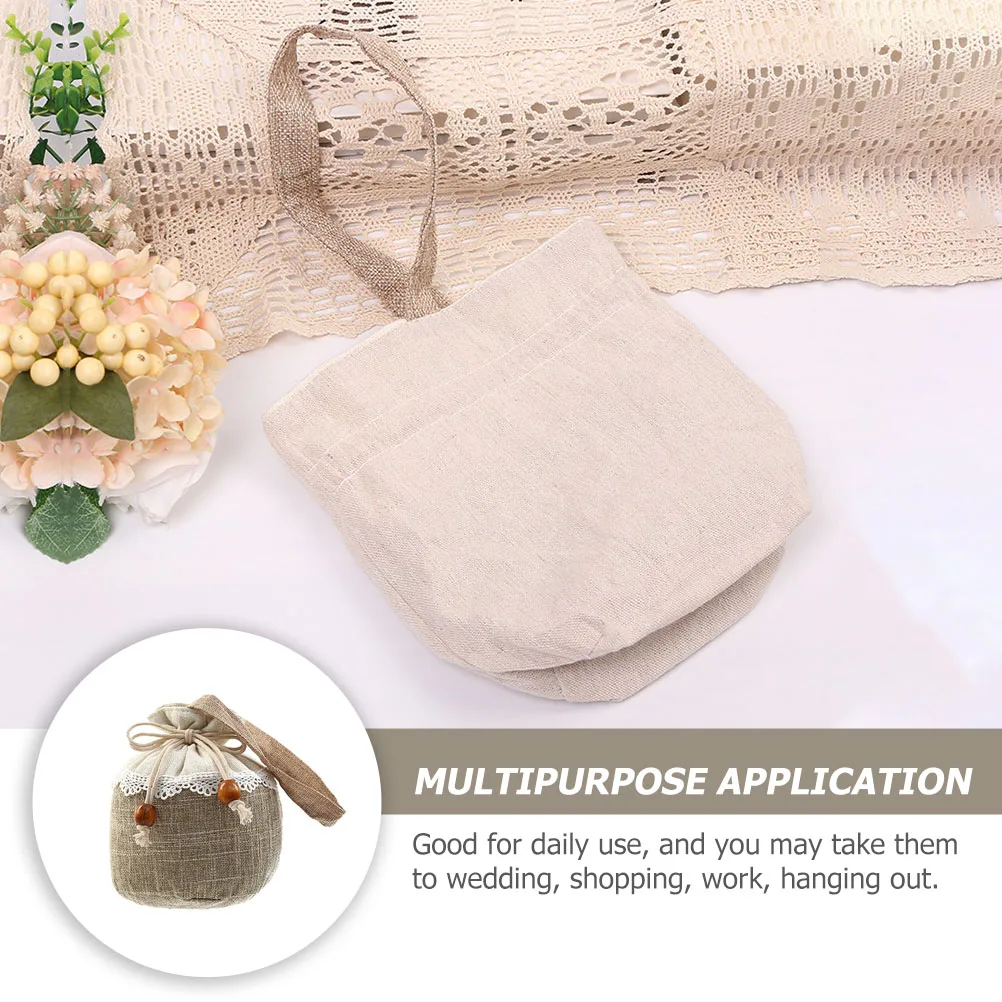 

Linen Tote Bag Cute Packaging Supplies Jewelry Bags Sachets For Pouch Packing Storage Lightweight Portable Drawstring Gift Bag