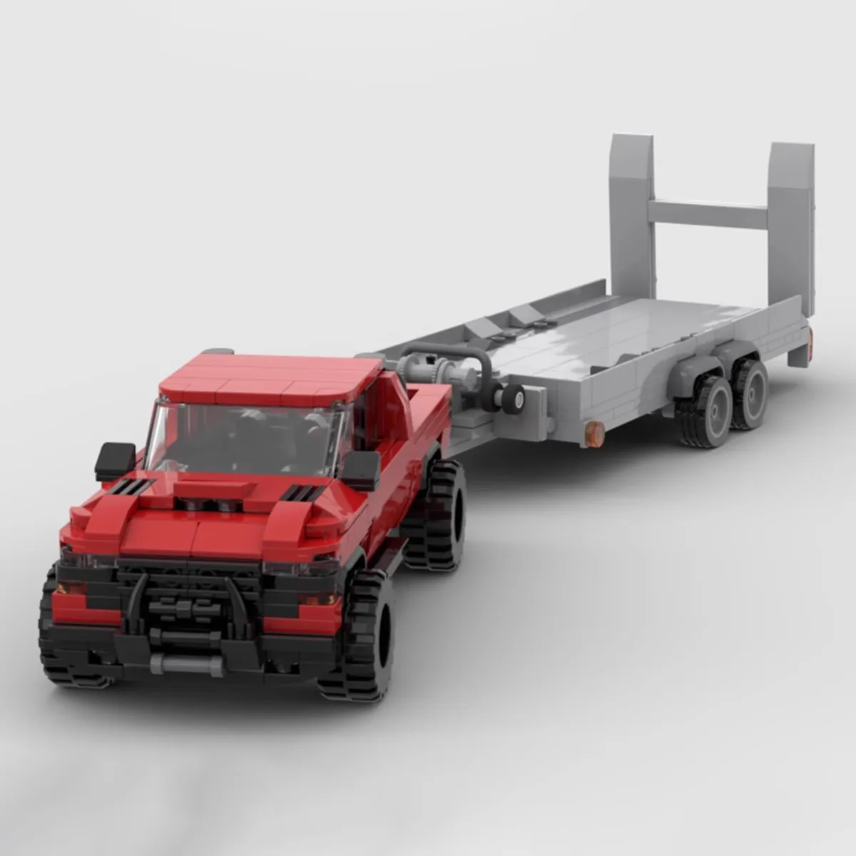 MOC Spier Auto Snelheid Voertuigen Dodge Ram 1500 TRX Met Voertuig Trailer Dodge Challenger Technische Vrachtwagen Bouwstenen Kid Speelgoed
