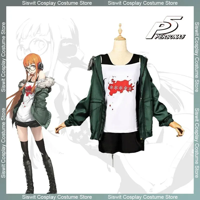 

Game Persona 5 Futaba Sakura Cosplay Costumes Casual Uniforms Coat Jacket Full Set Genius Hacker Outfits Party Carnival Suits