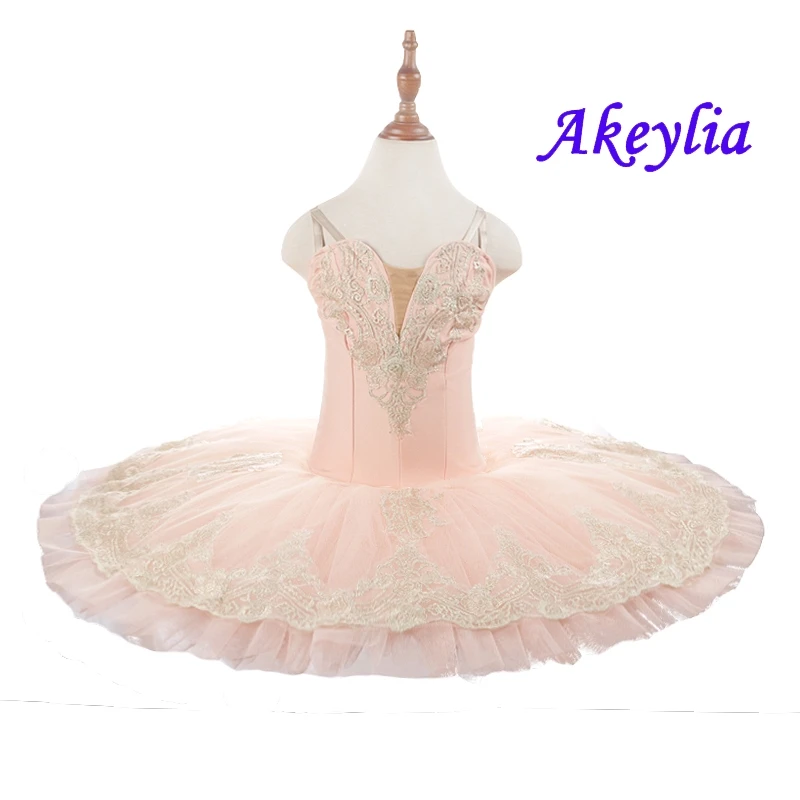 Akeylia peach gold Ballet tutu Dress performance Girls sleeping beauty Classical Per-Professional Women Pancake tutu BLST18070