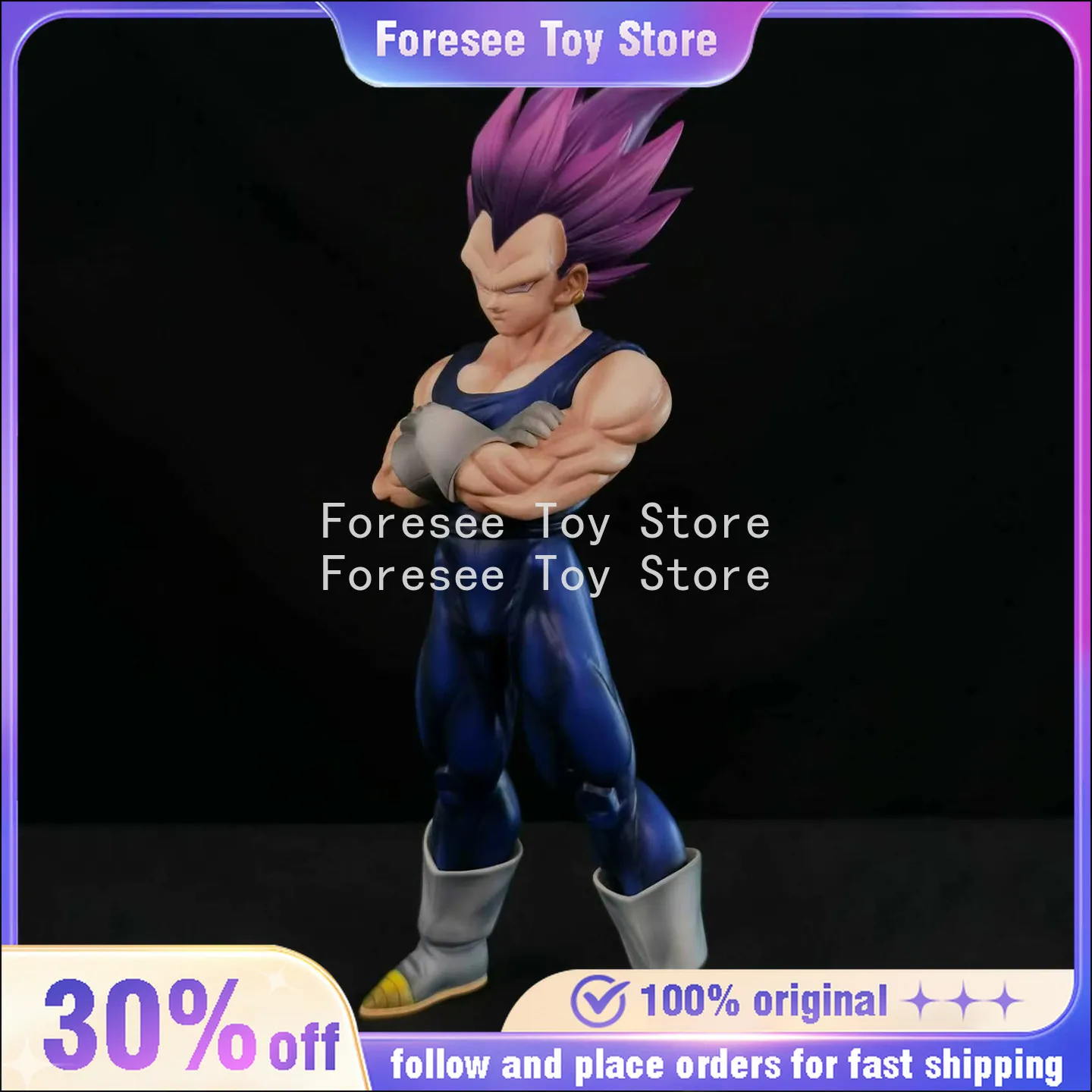 

28cm Dragon Ball Anime Surrounding Model Purple Hair Bejita Yonsei Figure PVC Desktop Decoration Best Birthday Gift for Children