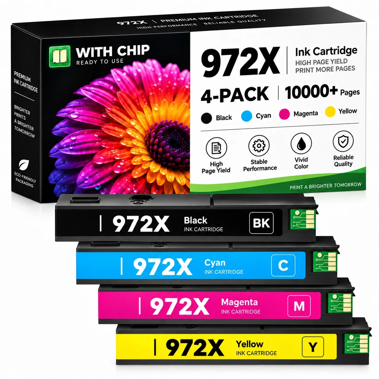 972X 4Pack Ink Cartridge For 972X PageWide Pro 477dw 577dw 452dw 477dn 452dn