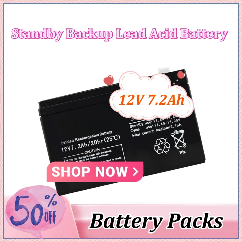 

12V 7.2Ah Standby Backup Lead Acid Battery for UPS, Emergency Lighting, Car Electronic Solar System,Security Alarm Electric Toy