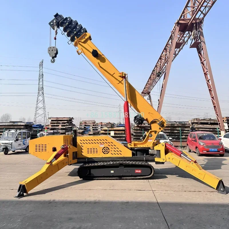 Glass Lifting Spider Crane Machine Electrical Construction Mobile Portable 3 5t Mini Crawler Spider Crane with Telescopic Boom