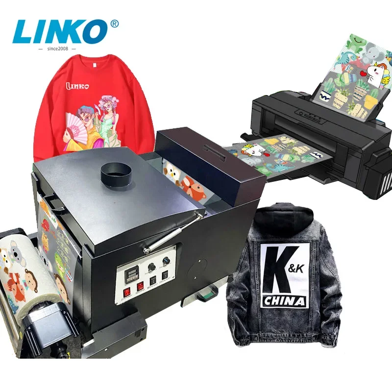 LINKO Modified L1800 DTF Printer CMYK and White Printer for PET Film and Hot Melt powder Heat Press printer