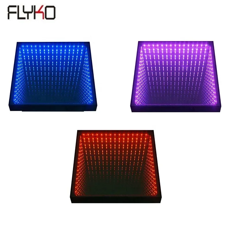 إعداد سريع للتحكم في واي فاي/SD وحقيبة طيران مقاومة للماء ثلاثية الأبعاد بتأثير مرآة LED لأرضية الرقص لحفلات الزفاف #6