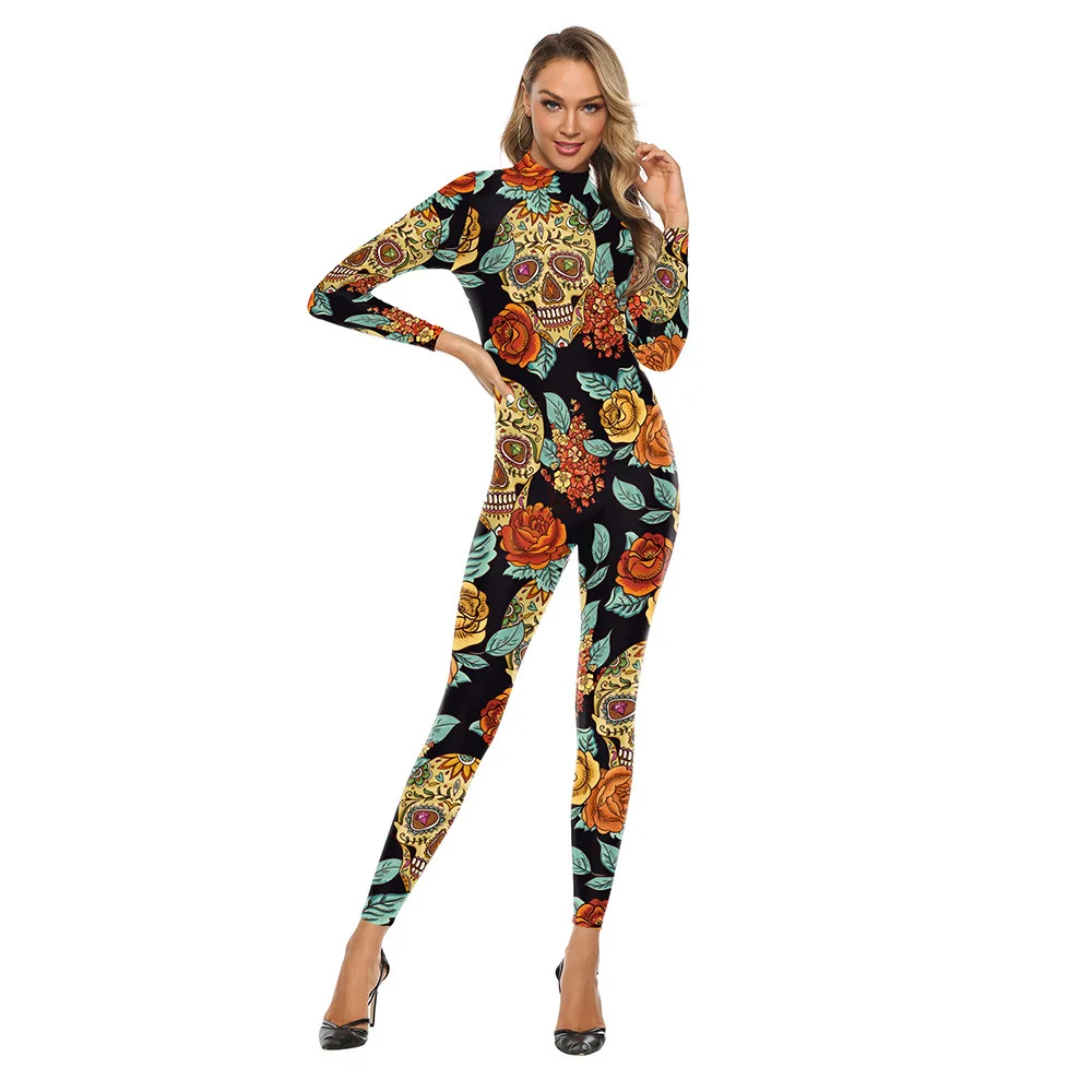 Damen Halloween Cosplay Jumpsuit Kostüm Bedrucktes Faschingsoutfit Kleidung Erwachsenen-Muskel-Performance-Anzug Rüstungs-Bodysuit Zentai – Detail 9