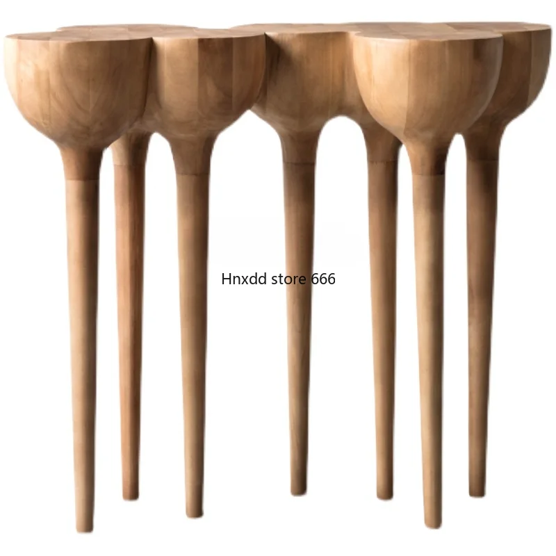 

Wooden hall ornaments in the model room of solid wood porch table