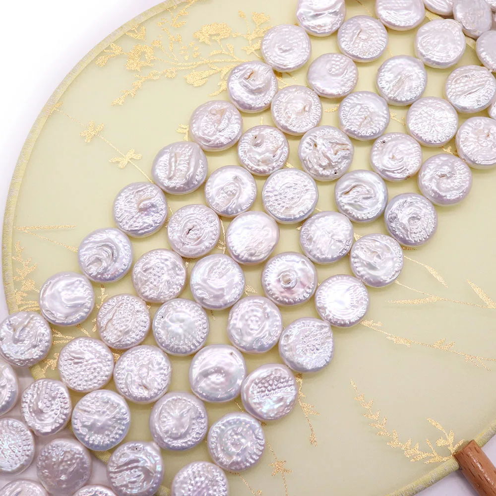 White Natural Freshwater Pearl Beads Disc Button Shape Baroque Pearl Loose Bead 1 Strand For Handmade Woman Fashion Jewelry Gift