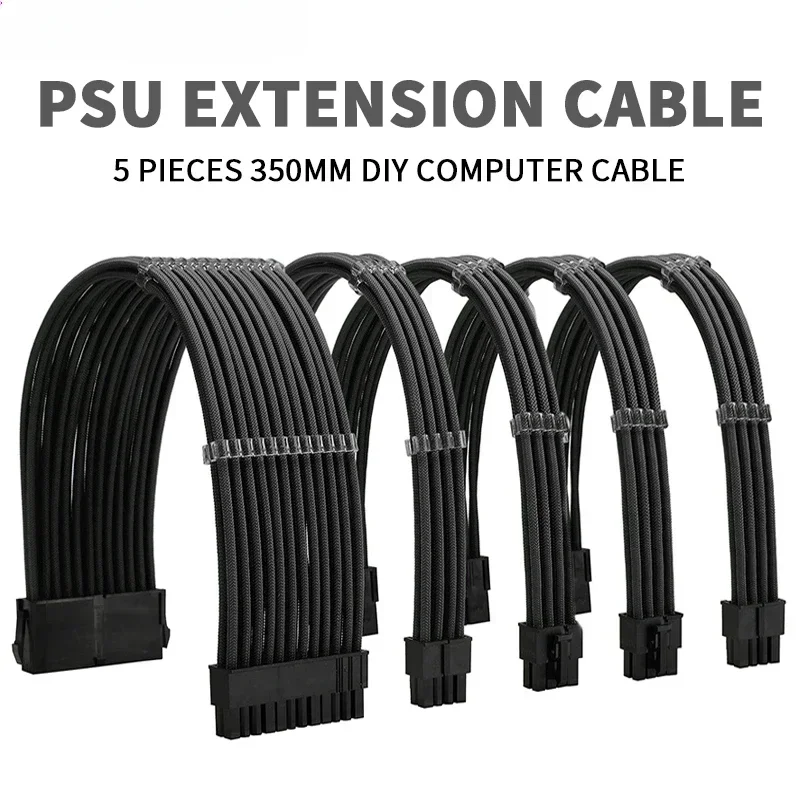 PSU Extension Cable Kit Motherboard ATX 24Pin GPU PCI-E 6+2Pin 8Pin CPU EPS 4+4Pin 18AWG Power Cord