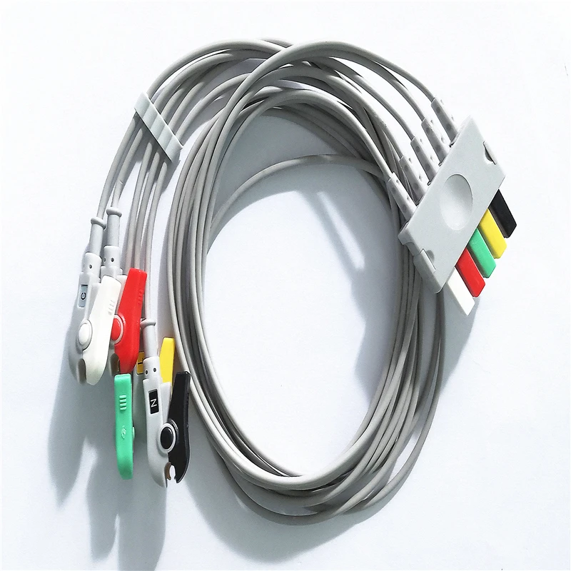 

5-leads ECG cable for Mindray / Siemens extension wire, Leadwire have clip / snap / alligator clip and AHA or IEC type.